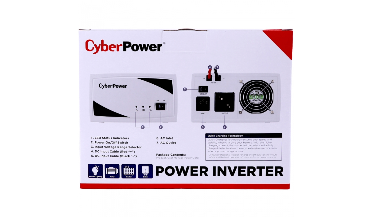 Инвертор / зарядное устройство SMP750EI, Cyber Power (375Вт, 12в)  0,4кВт/ 15А